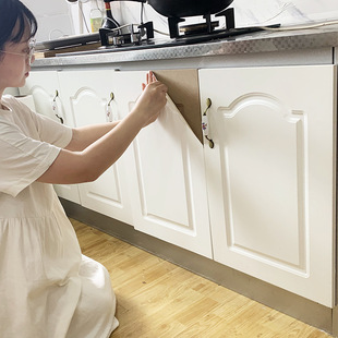 Furniture Renovation Wardrobe Film Desktop Self-adhesive Thickened Waterproof Wall Kitchen Cabinet Sticker Cabinet Door Oil-proof Paint Sticker