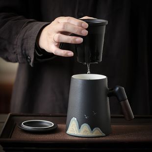 Yuanshan Mug Tea Cup Ceramic Office Tea Water Separation Filtered Water Cup Tea Cup Gift Box with Lid