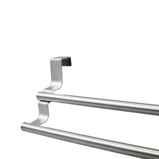Punch-free towel rack bathroom stainless steel double rod seamless adhesive towel hanging rod towel rack rack