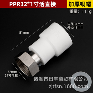 Thickened PPR Union 4 points 6 points all copper water heater live direct elbow tee hot melt water pipe fittings 20 25