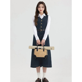 Belt fashion suit spring and autumn new long sleeve shirt Denim waist long dress casual slim...