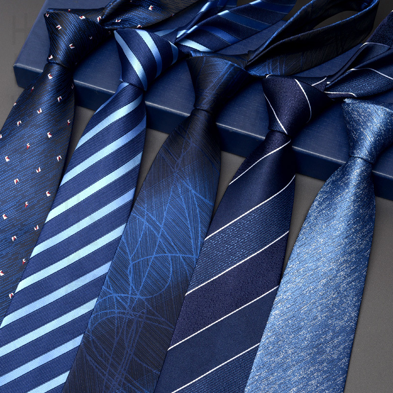 Uniform 8cm Men's Business Dress Tie Striped Groom Wedding Work Career Black Red Youth Trend