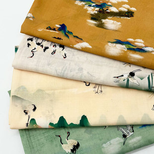 [Yunshan crane] new Chinese national style fabric cheongsam skirt clothing fabric plain imitation cotton diy cloth head