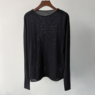 Ultra-fine soft wool curling elastic bottoming shirt slim fit comfortable straight sun-wearing lightweight woolen sweater spring and autumn