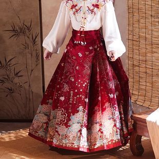 Девушка Hanfu новый китайский стиль Ankora Red Horse Новый китайский топ с тяжелой вышивкой Облако плечо Весенний и Осенний набор