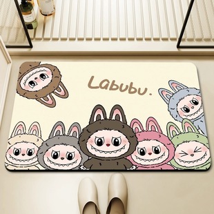 Мультфильм labubu диатомовая грязь коврик для ванной комнаты впитывает воду быстро сушить коврик для душа дверь коврик для ног устойчивы к грязи