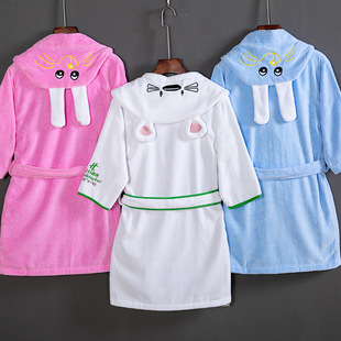 Wholesale children's bathrobe cotton cartoon towel material absorbent hotel swimming bathrobe hooded children's bathrobe spot