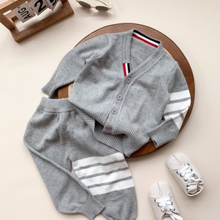 Baby's Clothes Boy's Two-piece suit Baby's Sweater Long-sleeved Top Trousers Western Style Casual Wool suit