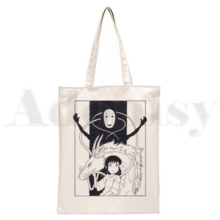 Spirited Away Аниме-сумка с принтом холст сумка на плечо Харадзюку Студенческая мода сумка Сумка для покупок