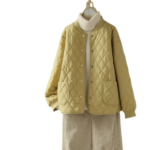 Popular Quilted Jacket for Women 2024 Quilted Winter New Style Short Loose Fashionable Pure Color Light and Thin Cotton Outwear