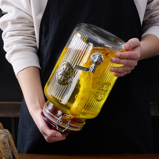 Cross-border glass juice jar laundry detergent sparkling wine glass bottle with tap gallon container beverage dispenser cola bucket