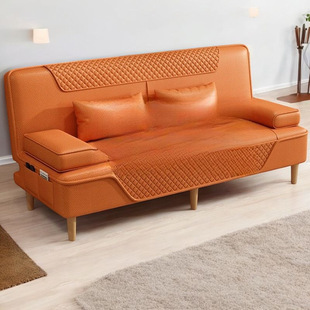 New Lazy Foldable Detachable and Washable Sofa Bed Dual-use Living Room Small Apartment Simple Rental House Nordic Leather Sofa