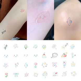 Cartoon hand-painted small finger color small fish apple tattoo ins waterproof cute high-value fresh color painting
