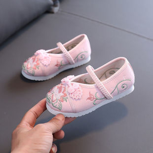 Ethnic Style Han Dynasty Shoes, Kidsren's Handmade Antique Embroidered Shoes, Girls' Chinese Style Costume Shoes, Old Beijing Ancient Shoes