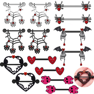 Gaibei European and American cross-border personality exaggerated Spider breast ring European and American punk niche ear studs piercing jewelry chest ring breast ring