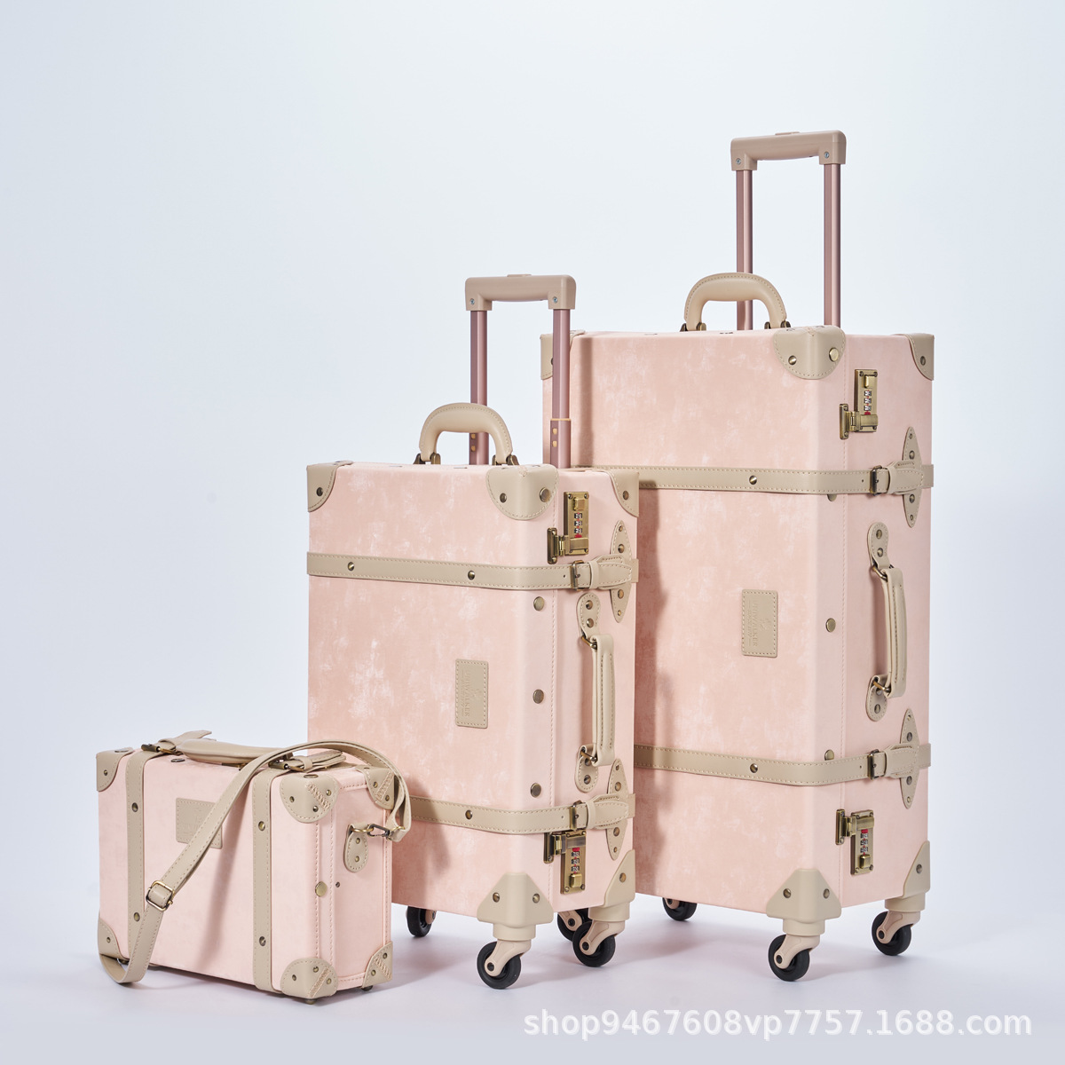 Uniwalker High-Looking Retro Travel Suitcase with Velvet Texture, Leather Suitcase with Universal Wheels, Carry-On Trolley Case