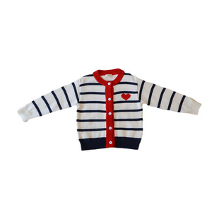 Parin-child clothing autumn 2024 new knitted cardigan sweater fried street mother and child mother and daughter baby clothing love striped coat