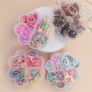 Children's Boxed Hair Accessories Candy Color High Elastic Hair Rope Little Girl Lace Hair Rope Sweet Baby Hair Rings