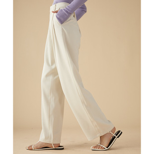 MCL Self-made Japanese-style High-set Casual Pants Women's Spring and Summer High Waist Dummy Breathable Wide-leg Straight-leg Straight-leg Pants