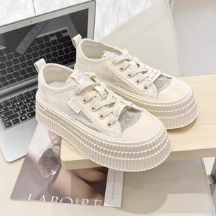 Layered New Fisherman Summer 2025 Breathable Lace Thick-Soled Versatile Casual Sneakers White Shoes