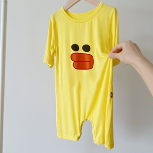 Baby Pajamas Modal Short-sleeved Seven-point Summer Thin Combo Kick-proof Sleeping Bag for Baby Boys and Girls