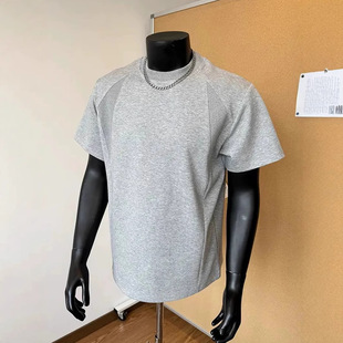 Oversize американский с короткими рукавами мужские летние футболки весом 280 г модные топы с семью рукавами