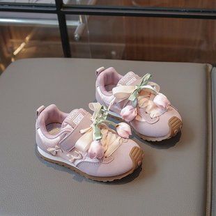 Весенние туфли для девочек Туфли тюльпан Туфли Agann Shoes 2025 Новый детский детский весенний осенний кроссовки на мягкой подошве