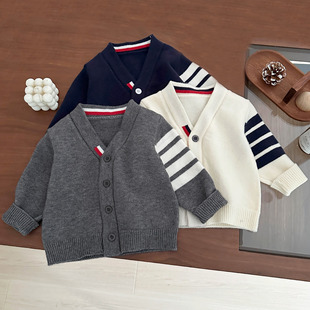 South Korea children's clothing baby sweater spring new handsome boys and girls temperament knitted cardigan baby fashionable coat