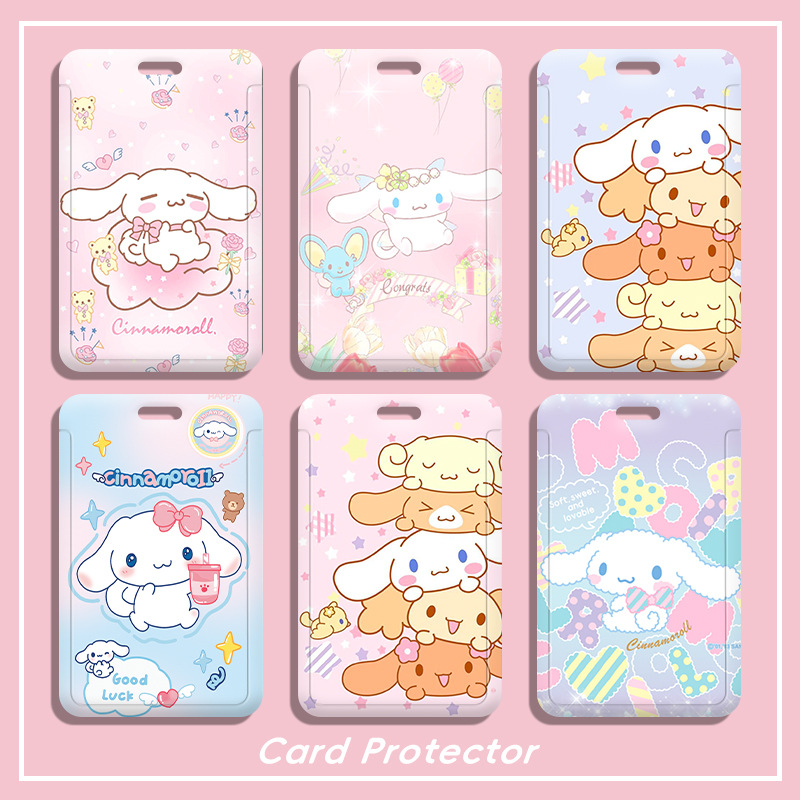 Student Campus Card Holder Sanrio Bus Card Toddler Pick-up Card Hanging Neck Luggage Tag Protective Cover Work Id Cover