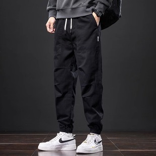 Spring and Autumn plus size Japanese style workwear ankle-tied casual pants men's fashion brand 2024 spring new loose sports pants