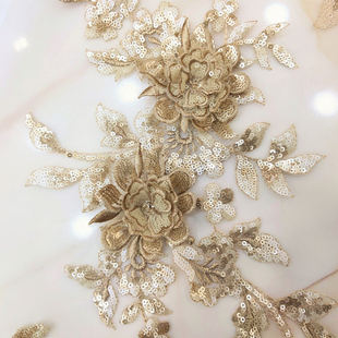 Sequins Multicolor Stereo Embroidered Lace Embroidered DIY Applique Garment Patch Accessories Beaded Lace Cloth Stickers Spot