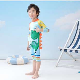 Children's Swimwear Boy's New Japanese-Korean Style Baby Boy's Navy Blue Strip Whale Swimsuit Baby's Swimsuit