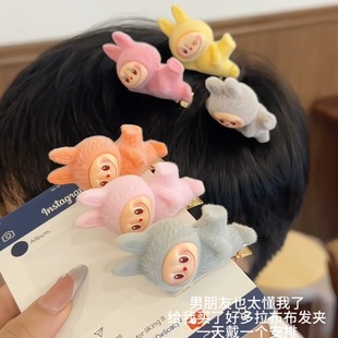 Labubu Little Doll Lying Posture Hairpin Cute Girly Heart Side Bangs Clip Duckbill Clip Cartoon Hair Accessories Female Hot Style