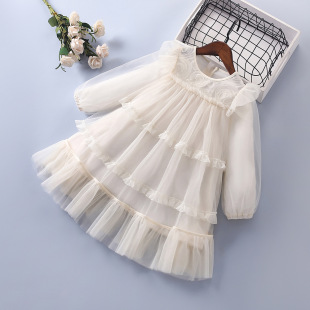 Spring and Autumn New Children's Sequin Mesh Dress Princess Dress Girls Korean Style Middle and Big Children's Children's Wear Western Style Children's dress Dress