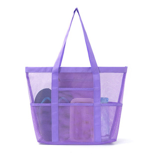 Beach Bag Large Capacity Toy Mesh Swimming Bag Multifunctional Travel Portable Shoulder Beach Bag Swimsuit Storage Bag