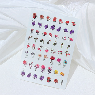 Net red nail art stickers fairy beautiful flowers leaf painting with adhesive nail patch nail art jewelry wholesale