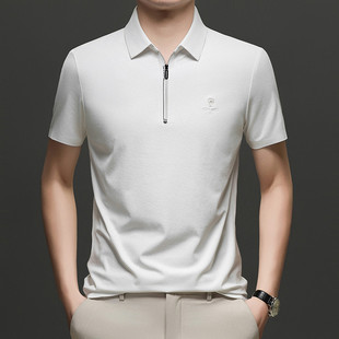 2025 seamless summer short sleeve men's high sense polo shirt men's t-shirt business embroidery lapel men's clothing