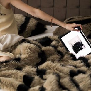 Personalized advanced alfox long fur fashion fur blanket thermal product bedroom sofa blanket winter thickened blanket