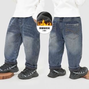 Small Mutant Boy's Thickened Denim Pants Winter Wear New Children's Baby Children's Western Style Thickened Warm Pants Children's Wear