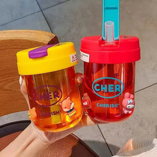 New Summer Plastic Ton Bucket, High-Looking Ton Cup, Student Sports Water Cup, Portable Straw Double Drinking Cup
