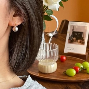 S925 sterling silver Shi Jia Zhen many hemp gray pearl earrings female temperament high-end high-heeled shoes earrings earrings