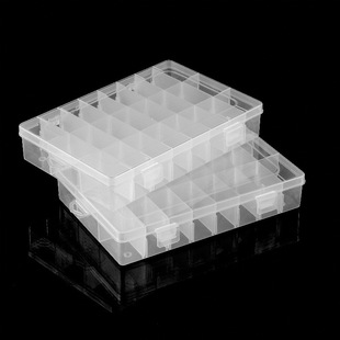 Detachable 24-grid insert double-button transparent plastic box ballpoint pen button battery toiletries skin care storage box