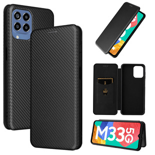 Подходит для Samsung M33 5G Чехол для мобильного телефона Galaxy M33 5G магнитная пряжка карта Флип углеродное волокно S деловой кожаный чехол