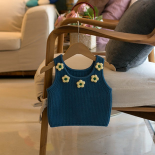A generation of 2023 Spring Children's sweater girls candy-colored Five-Flower camisole vest J390