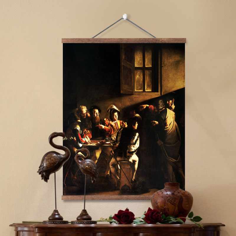 Saint Matthew's Calling" Caravaggio's Oil Painting Character Decorative Painting Baroque Retro Hanging Painting World Famous Painting