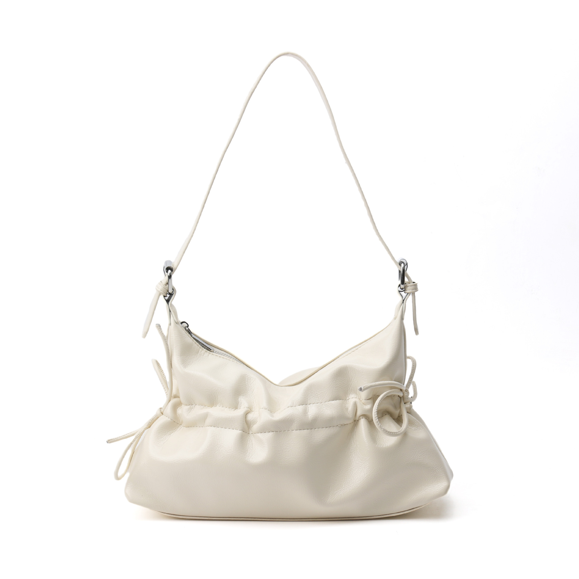 2025 Korean Style Fashion Pleated Cloud Bag, Niche Ins Style, Simple Shoulder Bag, High-End Trendy Bow Women's Bag