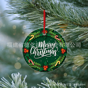 Cross-border new Christmas ceramic hanging Christmas accessories pendant double-sided logo production in stock supply