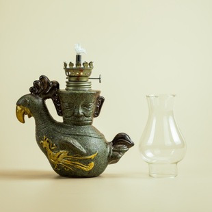 Sanxingdui креативная керамическая масляная лампа старомодная керосиновая лампа ветрозащитная стеклянная лампа яркая лампа ретро ностальгическая чайная комната украшения