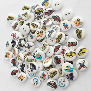 Factory direct high quality low price button painted printing transportation wooden buttons large favorably wooden buttons