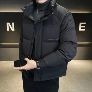 Down cotton-padded jacket men's winter trendy 2024 stand collar slim-fit short cotton-padded jacket ruffian handsome high-end jacket men's winter clothing